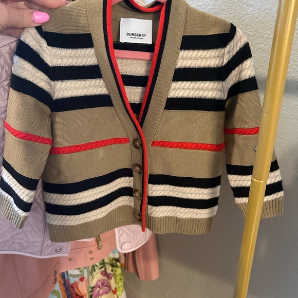 VERY GOOD CONDITION: BURBERRY Baby Icon Striped Wool & Cashmere Cardigan 12m - Picture 2 of 5